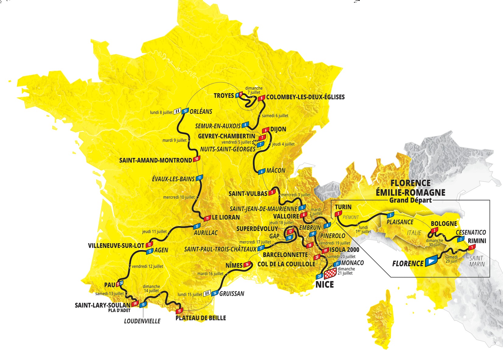 Tour de France 2024 Carte Détaillée Parcours Route TDF 2024