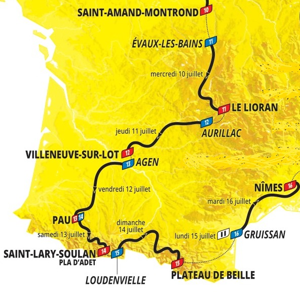 parcours de la 15 etape du tour de france